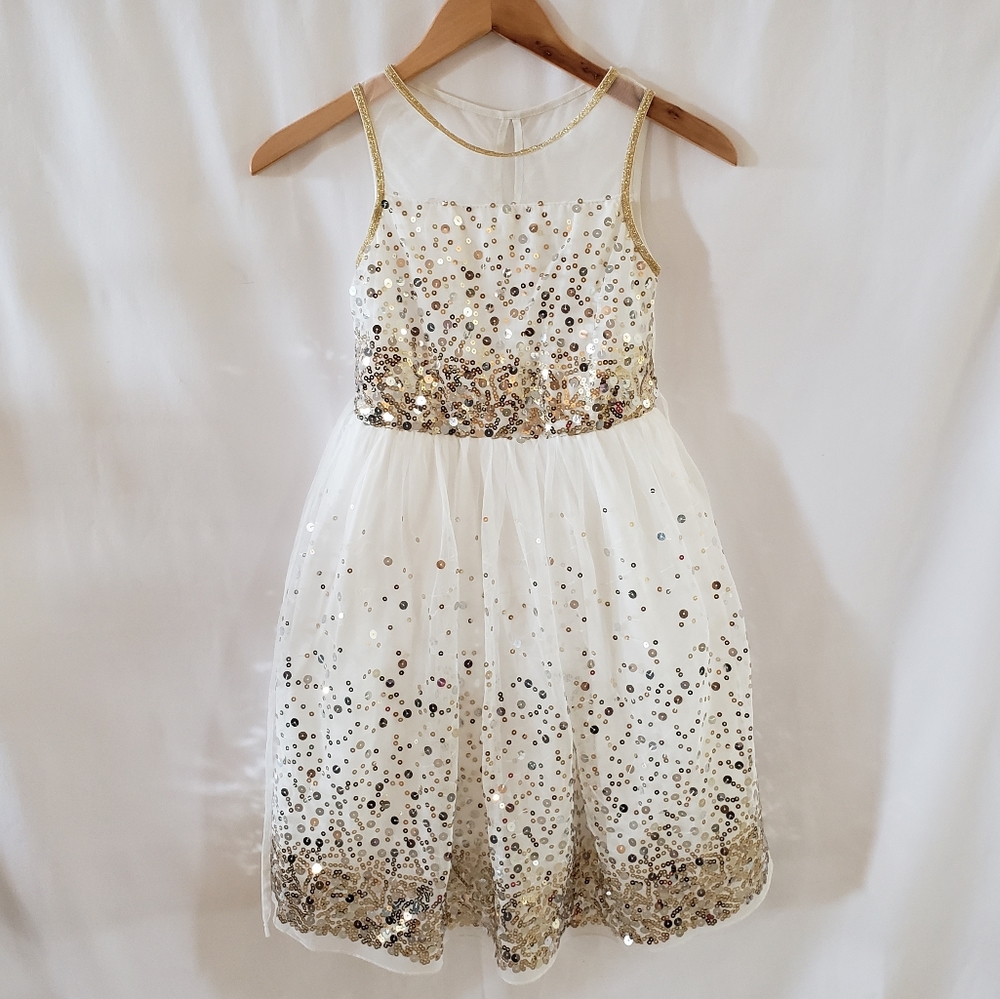 Whit and Gold Sparkly Party Dress